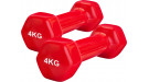 Набор гантелей обрезиненных по 4 кг, красные, 2 шт. Набор гантелей обрезиненных по 4 кг, красные, 2 шт.