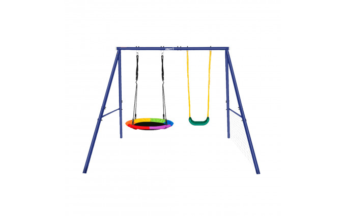 Качели уличные с воротами UNIX Kids двойные 80+40 см Color Качели уличные с воротами UNIX Kids двойные 80+40 см Color